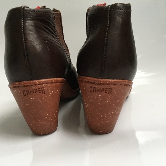Camper Booties Leather Lace Up Sz 6 1/2 Brown - Picture 7 of 11
